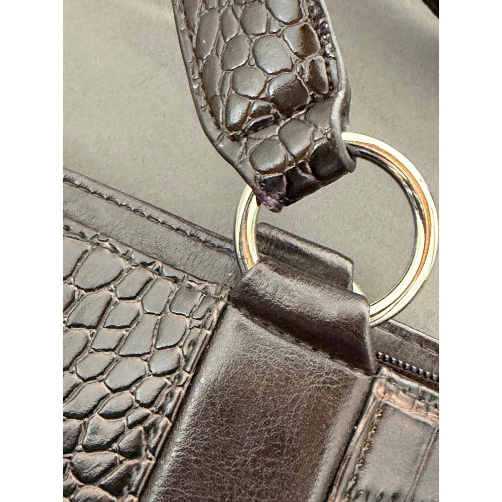 Coldwater Creek Brown Faux Crocodile Embossed Tote Shoulder Bag Silver Hardware - Picture 6 of 7